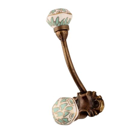 Sea Green Hexagon Small Ceramic Iron Hook-CK-1585